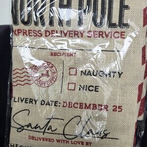 Santa Claus Burlap Gift Sack - Red and Brown